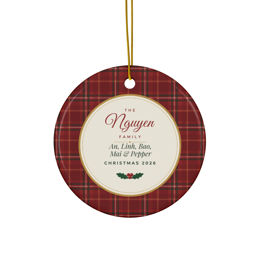 The Cranberry Plaid Family Ornament